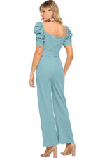 SKY BLUE PUFF SLEEVE JUMPSUIT - Image 2