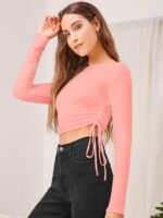 SIDE DRAWSTRING RUCHED CROP TOP - Image 2