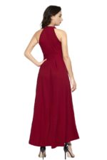 Deltin S-27 Women’s Solid Maroon High-Low Sleeveless Dress - Image 3