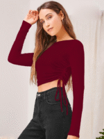 SIDE DRAWSTRING RUCHED CROP TOP - Image 4