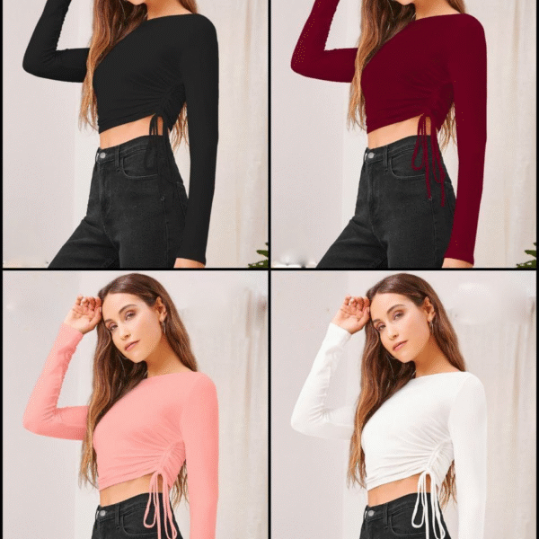 SIDE DRAWSTRING RUCHED CROP TOP