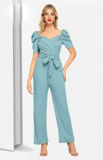 SKY BLUE PUFF SLEEVE JUMPSUIT