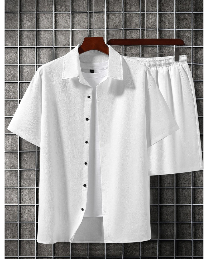 Azyroo Men’s Plain White Co-ord Set – Classic Minimal Summer Outfit